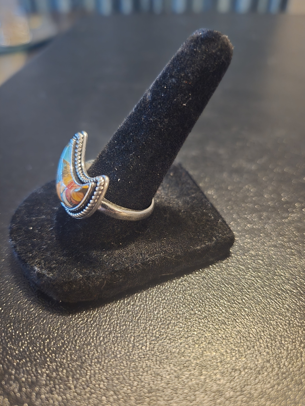 Multi-Color Crescent Inlay Women's Statement Ring - Picture 4 of 4